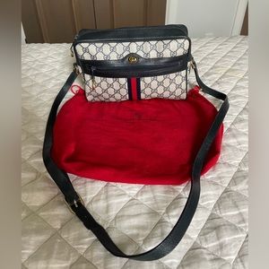 Gucci Vintage Navy Monogram Ophidia Camera Crossbody Bag